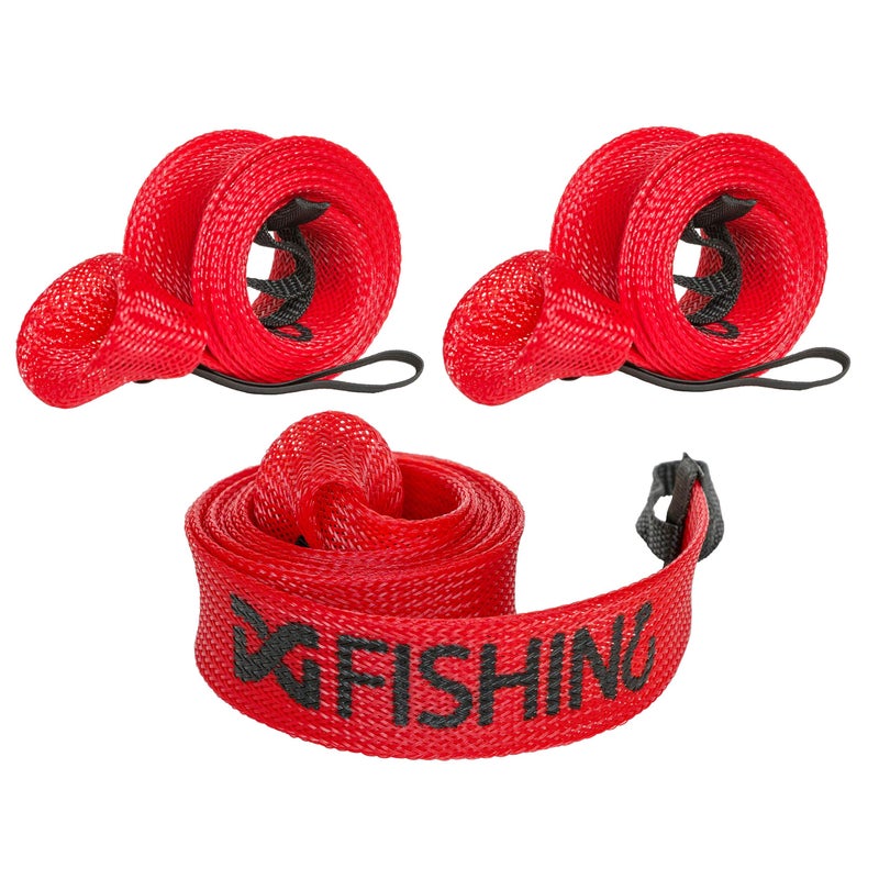 DynoGoods Fishing Rod Sleeve, 3 Pack, 7ft Casting Rod Protector/Rod Sock/Rod Cover (Red) - Image 1